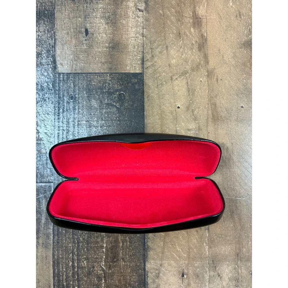 Lulu Guinness London Black Hardshell Eyeglasses Case Red Interior Lip Motif